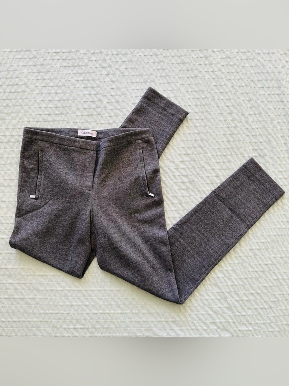 Calvin Klein Gray Cotton Skinny Pants With Pockets - Small (4)